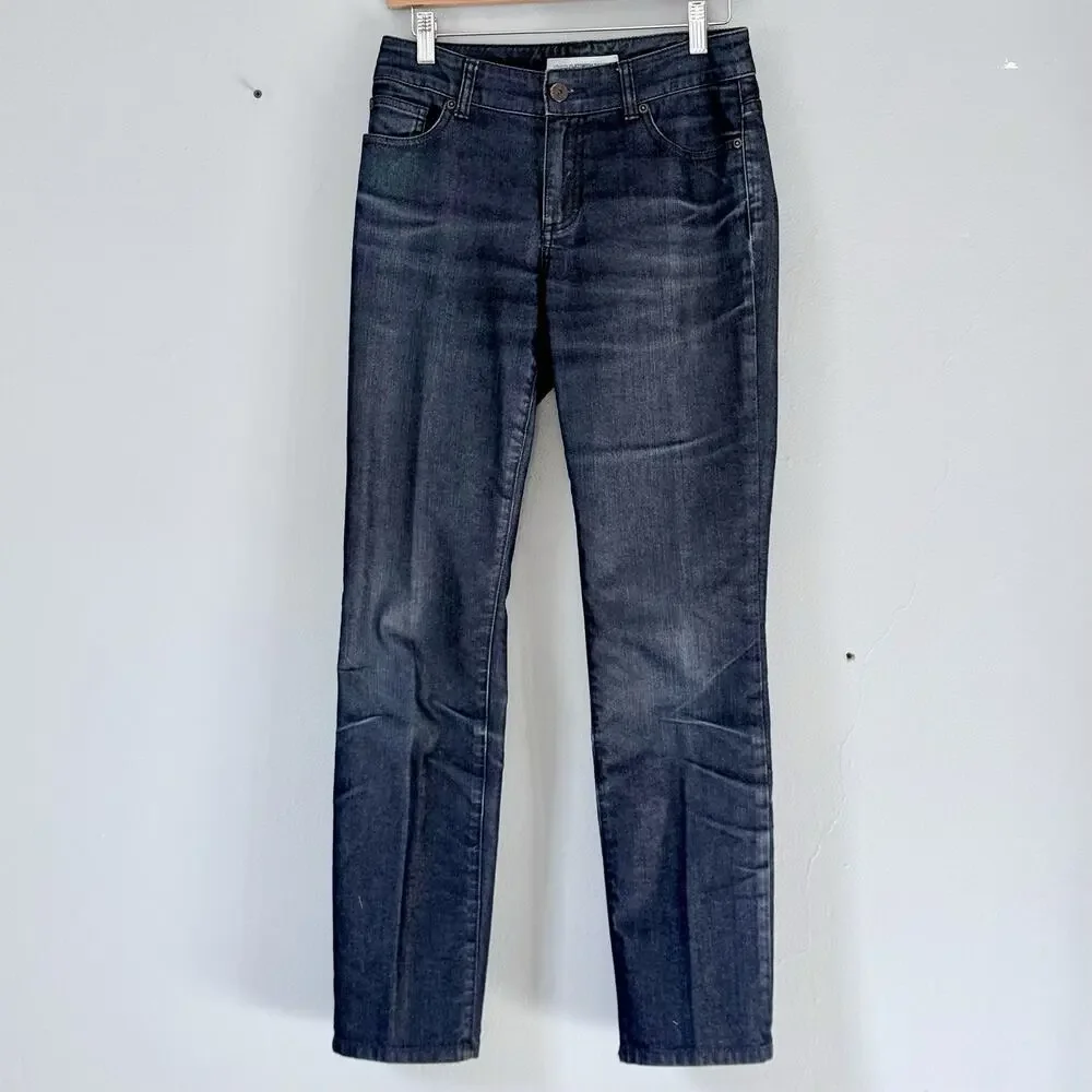 Chicos Jeans Size 00 Short (US 2) Platinum Denim Dark Wash Straight Leg Classic